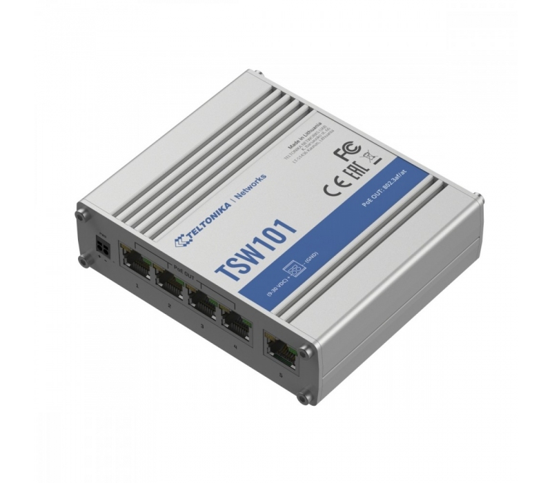 456575 TELTONIKA Przełącznik przemysłowy TSW101 5xGbE 4xPoE+