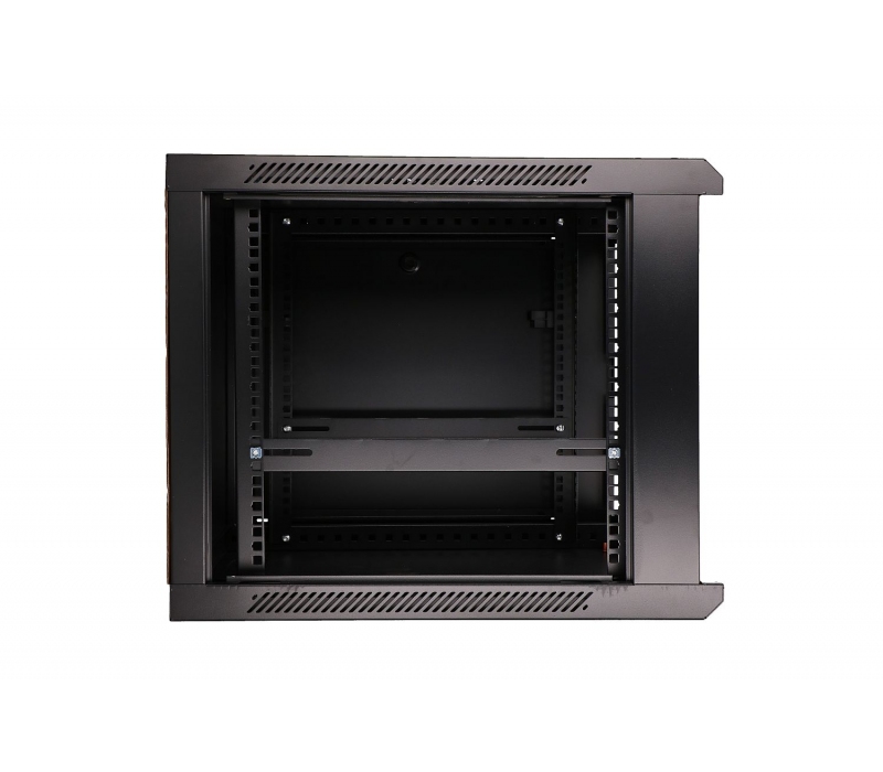 456577 Extralink Szafka wisząca rack 9U 600x600 czarna szklane drzwi 