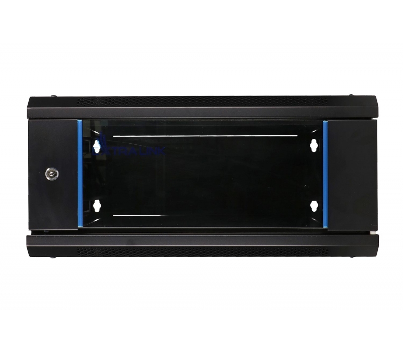 458219 Extralink Szafka wisząca rack 4U 600x600 czarna szklane drzwi