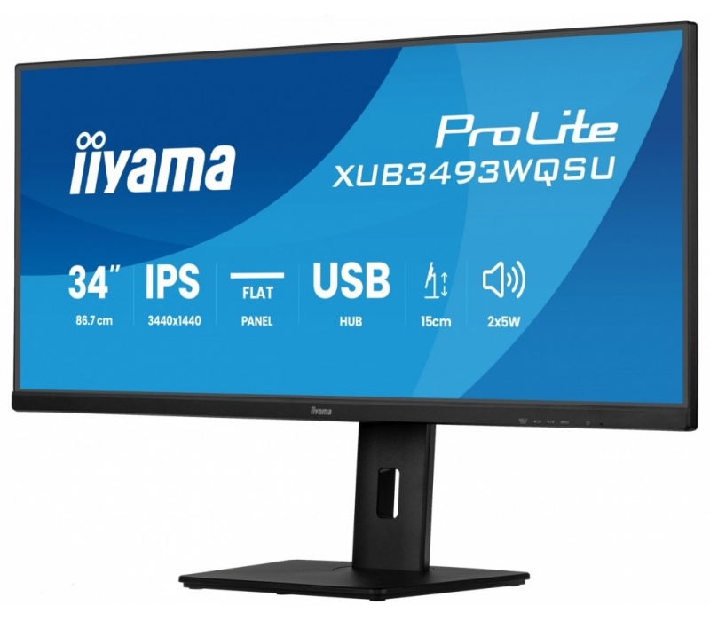 459681 Monitor IIYAMA ProLite/34" UWQHD IPS/21:9/120 Hz/2x HDMI/DP/USB HUB/GŁOŚNIKI/3 lata carry-in