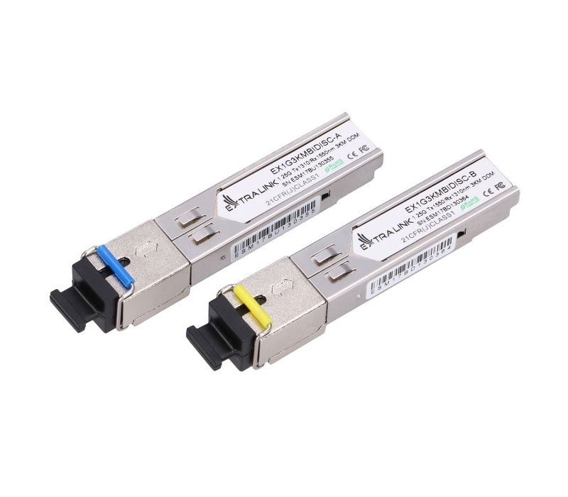 461008 Extralink SFP 1.25G | Moduł SFP WDM | 1,25Gbps, 1310/1550nm, single mode, 3km, SC, DOM, para