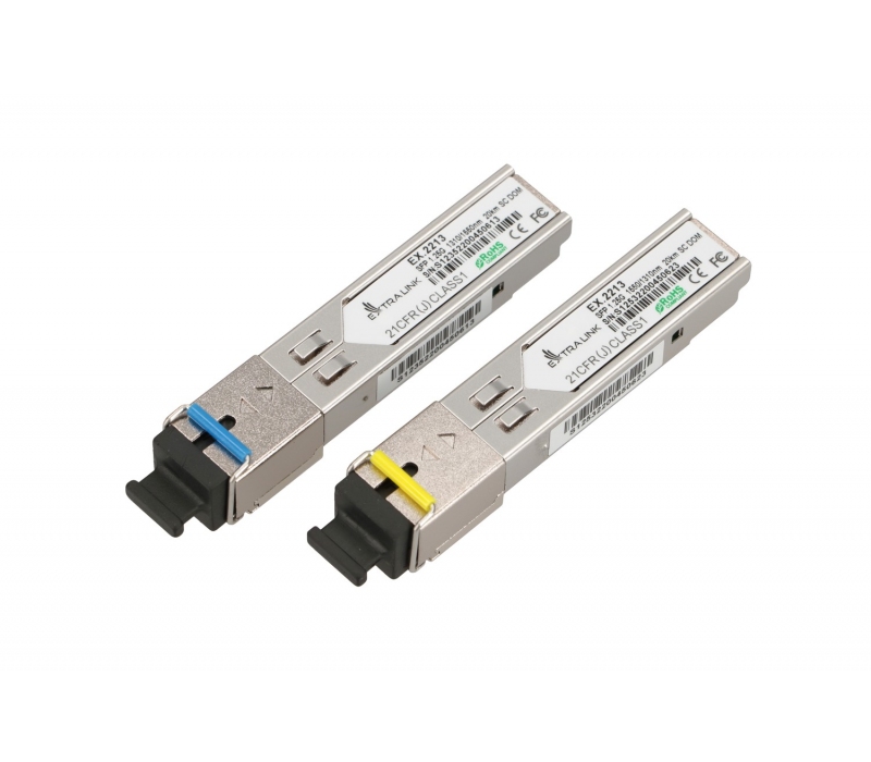 461009 Extralink SFP 1.25G | Moduł SFP WDM | 1,25Gbps, 1310/1550nm, single mode, 20km, SC, DOM, para