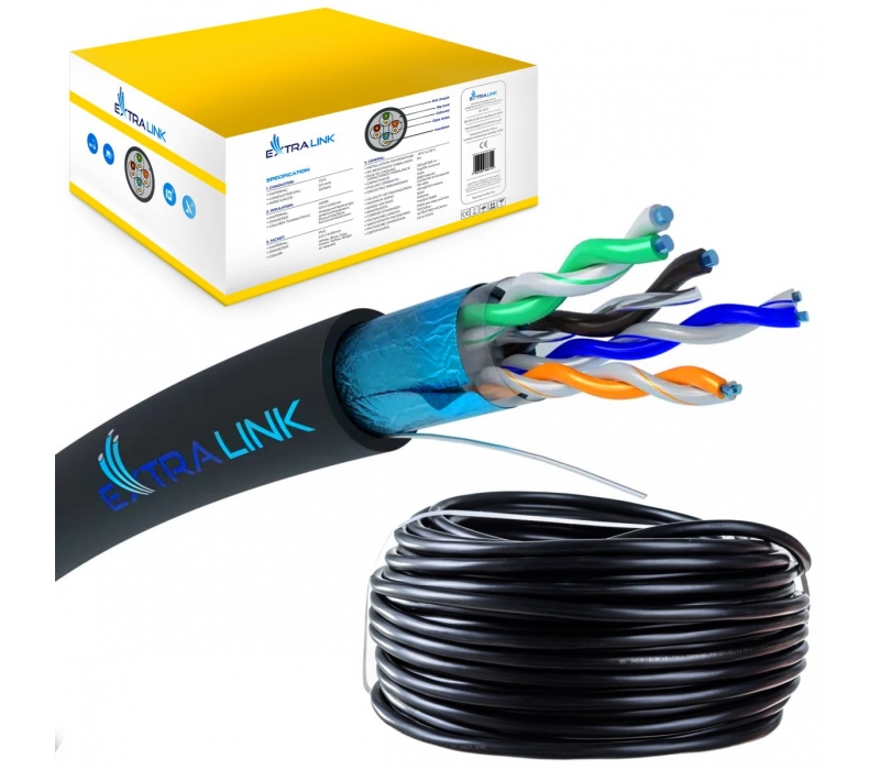 461417 Extralink CAT5E FTP (F/UTP) Zewnętrzny żelowany | Kabel sieciowy skrętka | 305M