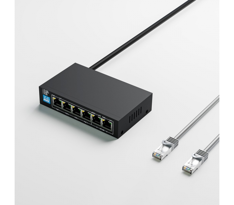 461873 Extralink Switch KRIOS PoE 4x Gigabit PoE/PoE+, 2x RJ45 Uplink Gigabit, 60W