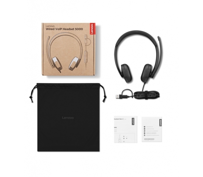 462608 Lenovo Zestaw słuchawkowy przewodowy VoIP 5000 4XD1R88995