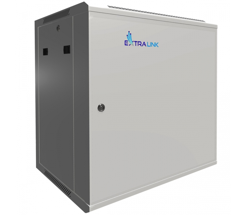 462616 Extralink Szafka wisząca rack 12U 600x450 szara metalowe drzwi 