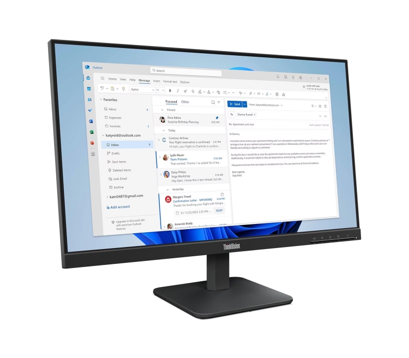 462689 Monitor Lenovo ThinkVision S24-4e/23,8" Full HD IPS/16:9/100 Hz/HDMI/VGA/3 lata carry-in