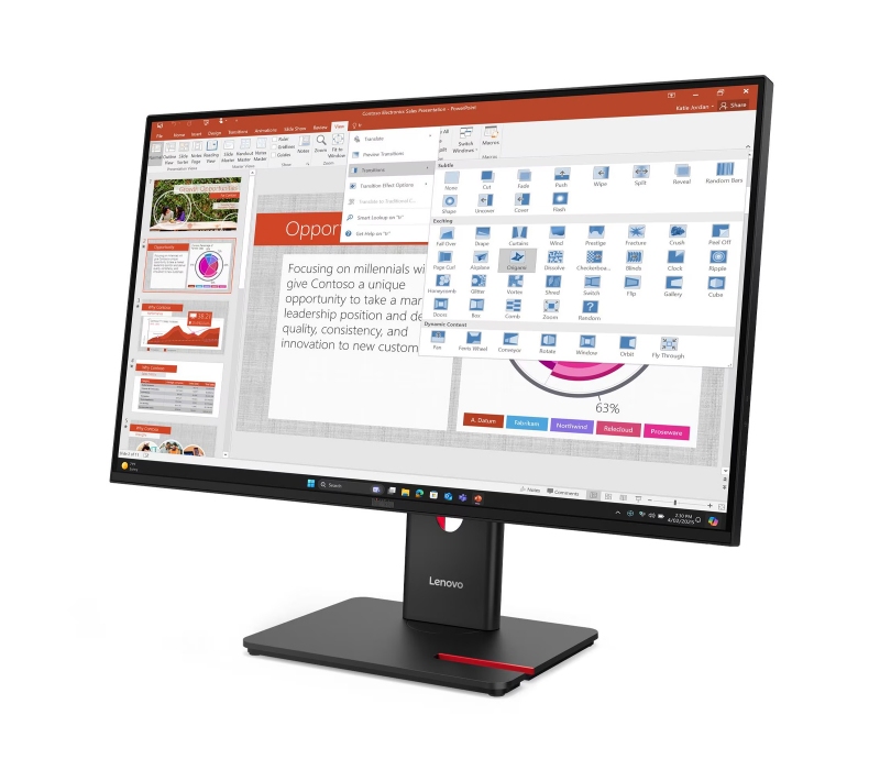 462823 Monitor Lenovo ThinkVision T27-40/27" Full HD IPS/16:9/120 Hz/HDMI/DP/VGA/USB HUB/CAM/PIVOT/3 lata carry-in