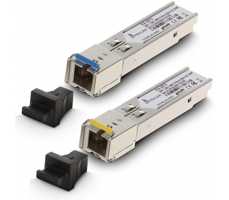 463167 Extralink SFP 1.25G | Moduł SFP WDM | 1,25Gbps, 1310/1550nm, single mode, 20km, SC, DOM, para