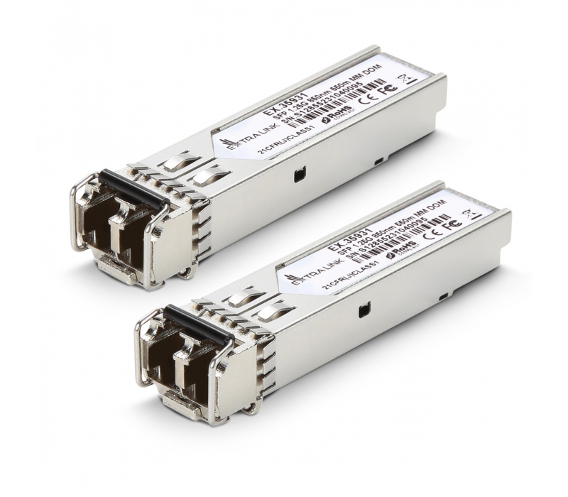 463178 Extralink SFP 1.25G 2-pack | Moduł SFP | 1,25Gbps, LC/UPC, 850nm, 550m, multi mode, DOM, Dedicated to HP/Aruba