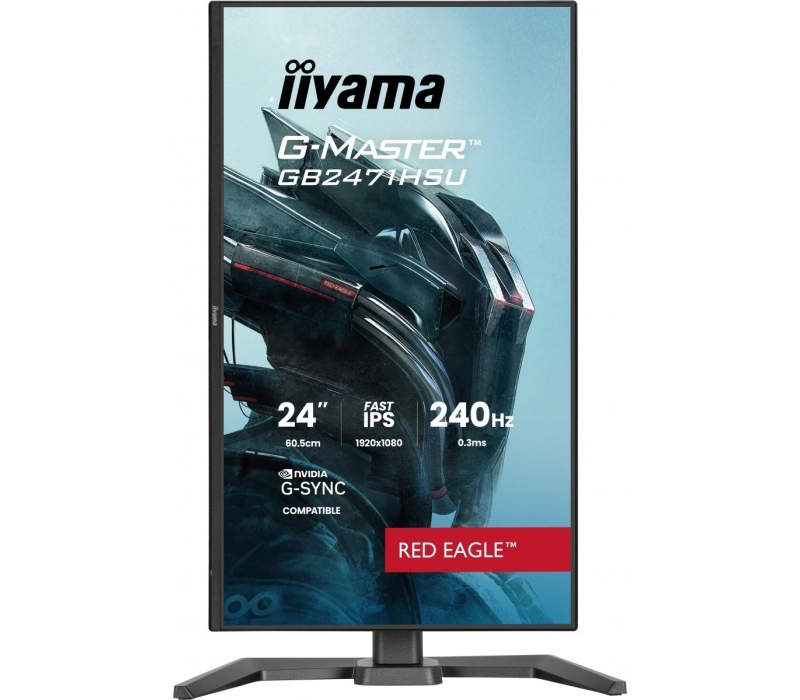 463317 Monitor IIYAMA G-Master Red Eagle/23,8" Full HD IPS/16:9/240 Hz/2x HDMI/DP/USB HUB/GŁOŚNIKI/PIVOT/3 lata carry-in