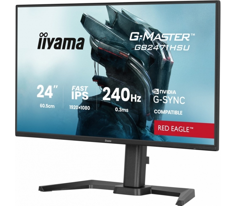 463319 Monitor IIYAMA G-Master Red Eagle/23,8" Full HD IPS/16:9/240 Hz/2x HDMI/DP/USB HUB/GŁOŚNIKI/PIVOT/3 lata carry-in
