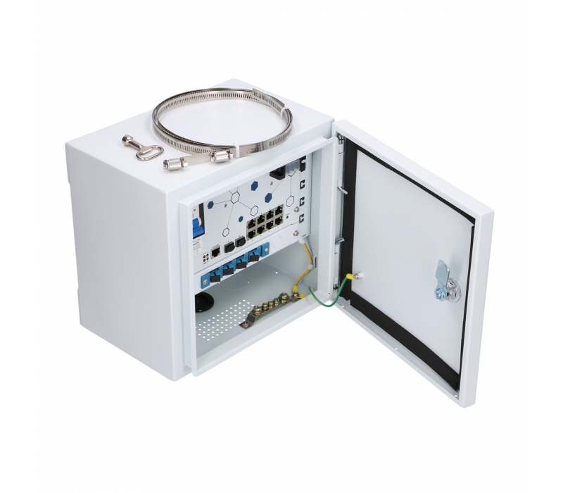 463618 Extralink Minos | Zewnętrzny switch PoE | 8x RJ45 1000Mb/s PoE, 2x SFP, 200W, L2, aktywne chłodzenie