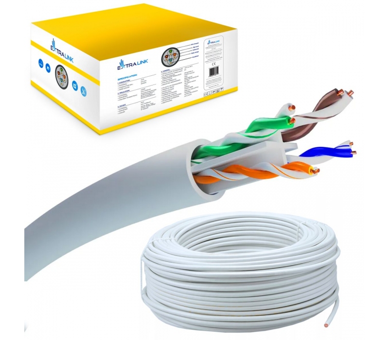 463737 Extralink CAT6 UTP (U/UTP) V2 Wewnętrzny | Kabel sieciowy skrętka | 305M
