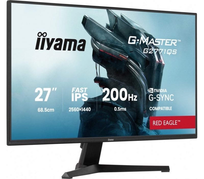463958 Monitor IIYAMA G-Master Red Eagle/27" WQHD IPS/16:9/200 Hz/2x HDMI/DP/USB HUB/GŁOŚNIKI/3 lata carry-in