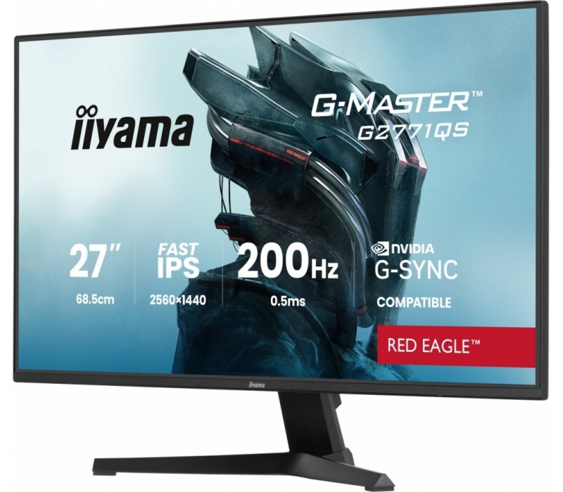 463959 Monitor IIYAMA G-Master Red Eagle/27" WQHD IPS/16:9/200 Hz/2x HDMI/DP/USB HUB/GŁOŚNIKI/3 lata carry-in