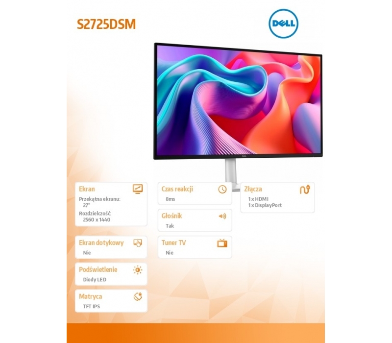464120 Monitor 27" IPS Dell 210-BSVN 2560x1440 16:9 Biały