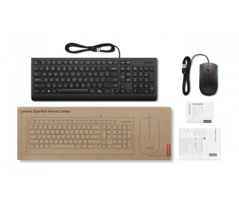 464395 Lenovo Accessories  Essential Wired Keyboard and Mouse Combo - US Euro 