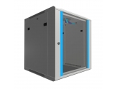 464684 Extralink Szafka wisząca rack 12U 600x600 szara szklane drzwi 