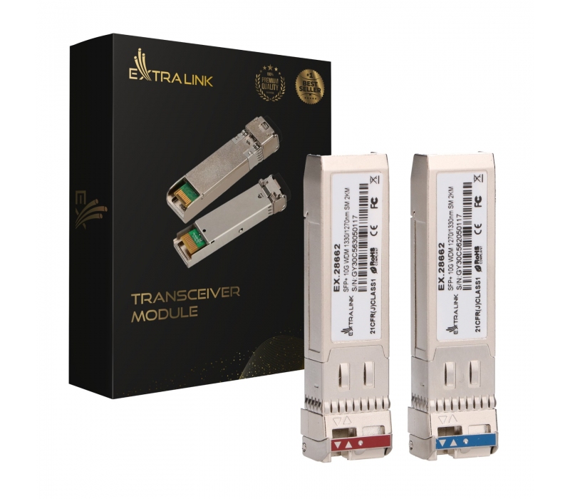 465559 Extralink SFP+ 10G | Moduł SFP+ WDM | 10Gbps 1270/1330nm, single mode, 2km, para