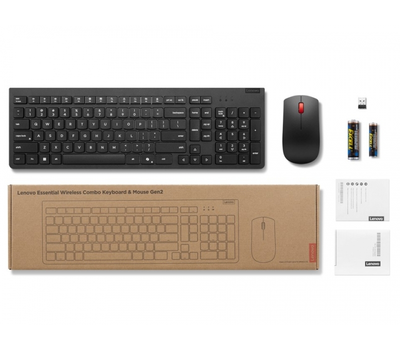 465770 Lenovo Essential Wireless Combo Keyboard & Mouse Gen2 AI - US English