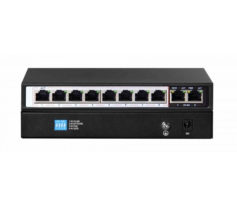 466200 Extralink Switch Perses 8X EX-SG1008PE 10/100/1000M TX PoE AT/AF,  2X GE SFP Full Gigabit PoE 