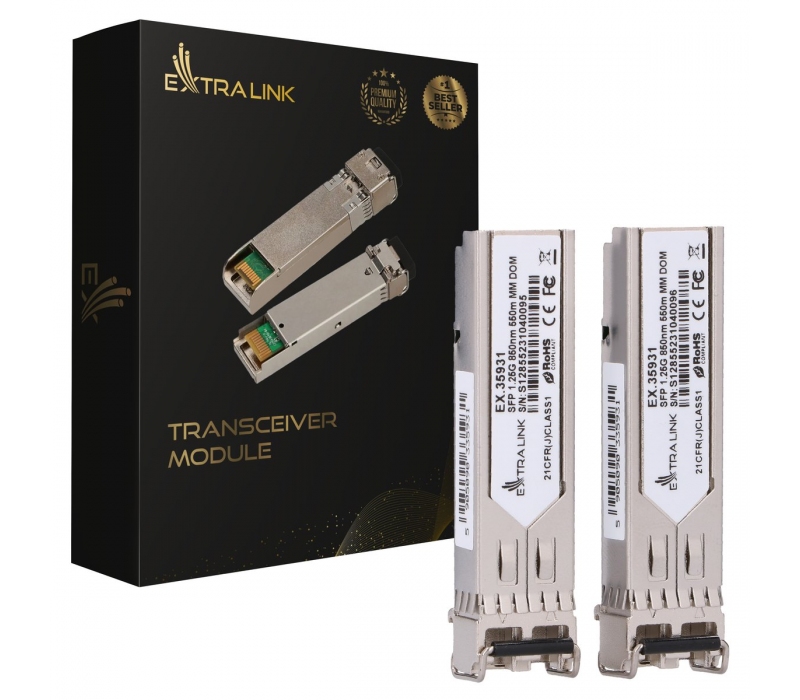 467306 Extralink SFP 1.25G 2-pack | Moduł SFP | 1,25Gbps, LC/UPC, 850nm, 550m, multi mode, DOM, Dedicated to HP/Aruba