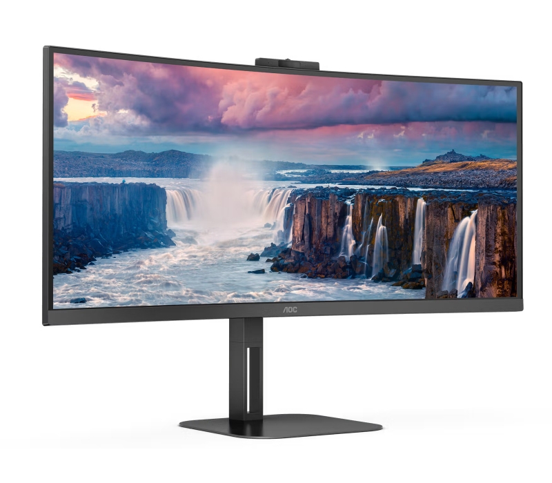 467923 Monitor AOC CU34V5CW/BK/34" WQHD VA/21:9/100 Hz/1500R/HDMI/DP/USB HUB/CAM/GŁOŚNIKI/3 lata carry-in