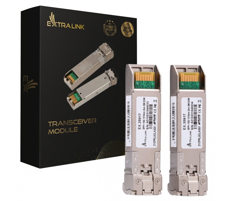 468205 Extralink SFP+ 10G 2-pack | Moduł SFP+ | 10Gbps, LC/UPC, 1310nm, 2km, single mode, DOM