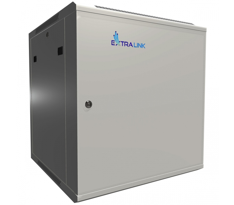 468558 Extralink Szafka wisząca rack 12U 600x600 szara metalowe drzwi 