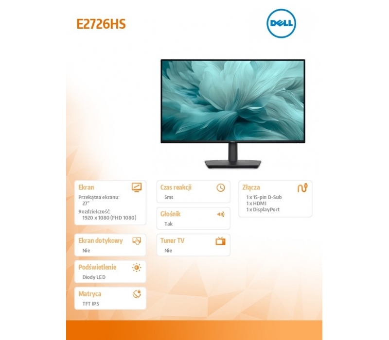 468892 Monitor 27" IPS Dell 210-BTPZ 1920x1080  16:9 Czarny
