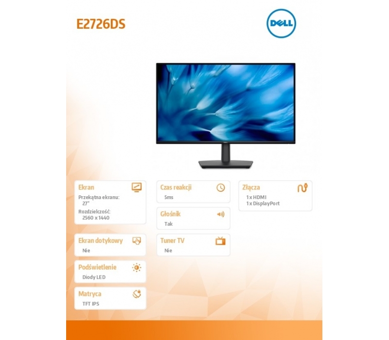 468899 Monitor 27" IPS Dell 210-BTQB 2560x1440 16:9 Czarny