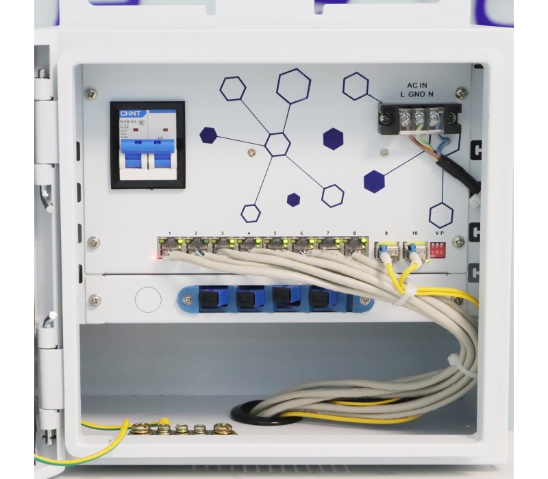 469722 Extralink Atlas | Zewnętrzny switch PoE | 8x RJ45 1000Mb/s PoE, 2x SFP, 120W, aktywne chłodzenie