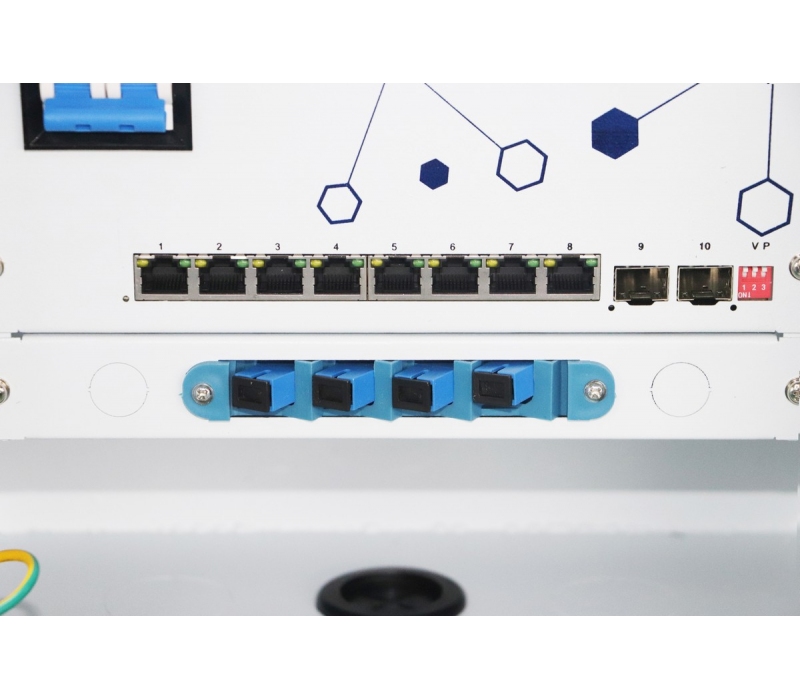 469723 Extralink Atlas | Zewnętrzny switch PoE | 8x RJ45 1000Mb/s PoE, 2x SFP, 120W, aktywne chłodzenie