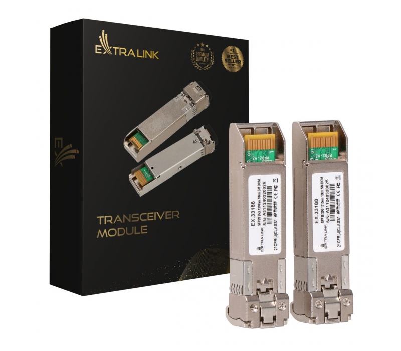 470203 Extralink Moduł SFP28 25G 2-Pak 25Gbps,LC/UPC Duplex, 1310nm,  10km, single mode, DOM 