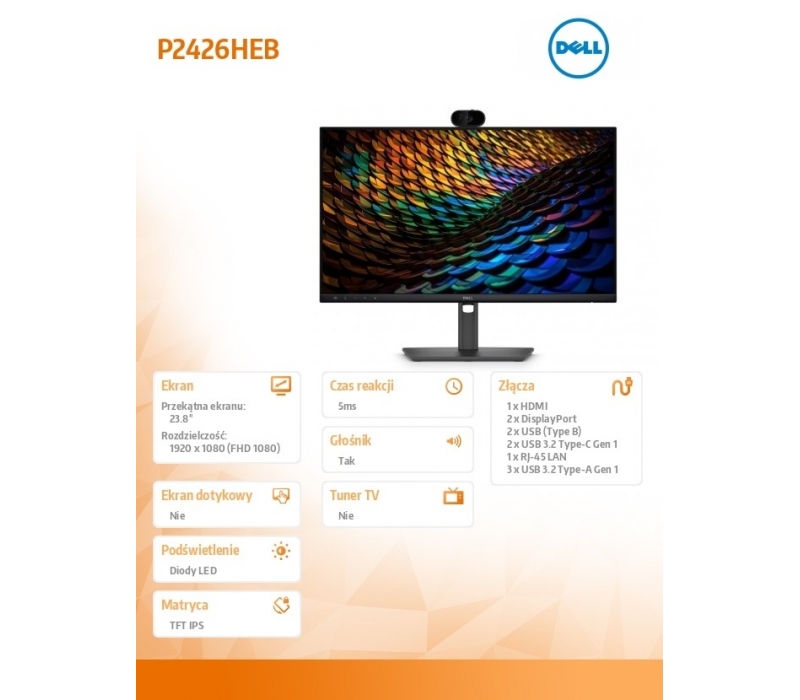 471172 Monitor 23.8" IPS Dell 210-BVHS 1920x1080  16:9 Czarny
