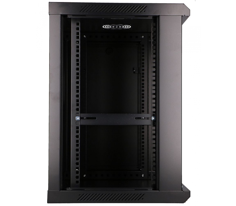 471633 Extralink Szafka wisząca rack 12U 600x600 czarna szklane drzwi 