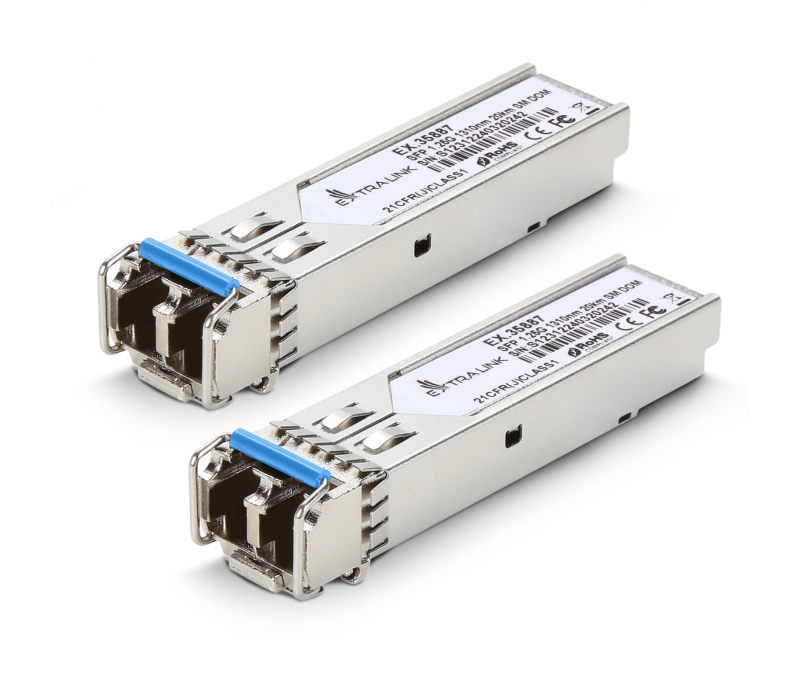 472740 Extralink SFP 1.25G 2-pack | Moduł SFP | 1,25Gbps, LC/UPC, 1310nm, 20km, single mode, DOM
