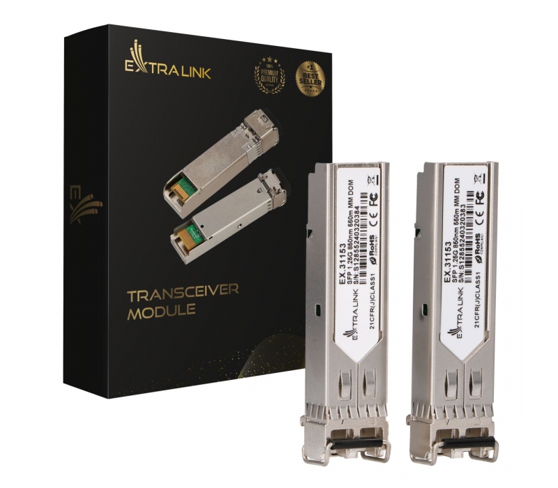 479208 Extralink Moduł SFP 1.25G 2-pak 1,25Gbps, LC/UPC, 850nm, 550m, multi mode, DOM 