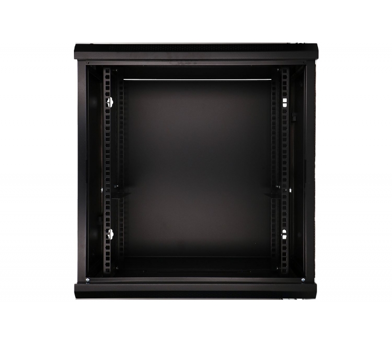 479368 Extralink Szafka wisząca rack 12U 600x600 czarna szklane drzwi 