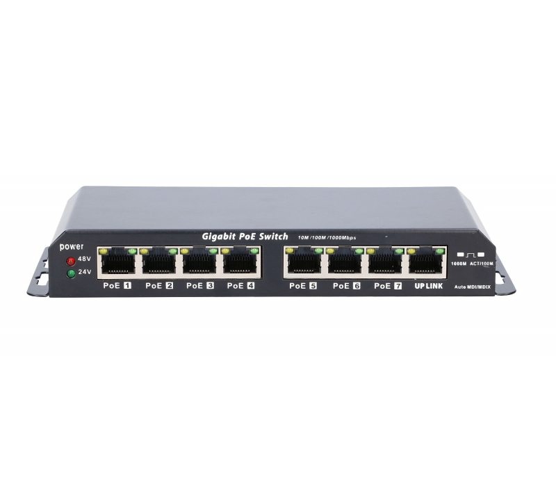 480684 Extralink Przełącznik Gigabit PoE 8-7 port 24V 60W