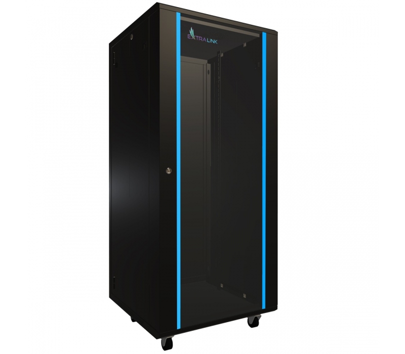 480728 Extralink Szafa rack 27U 600x600 czarna stojąca