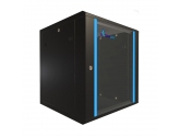 481052 Extralink Szafka wisząca rack 12U 600x600 czarna szklane drzwi 